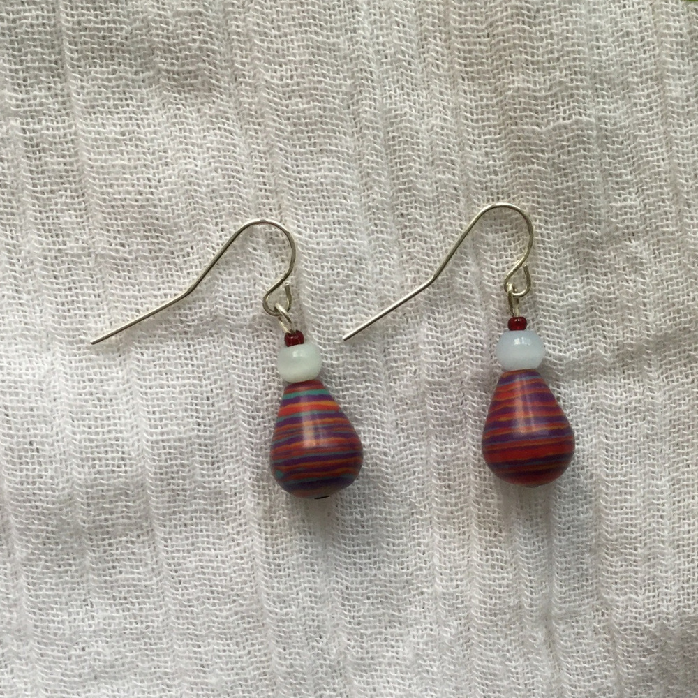 Teardrop spin art dangle earrings